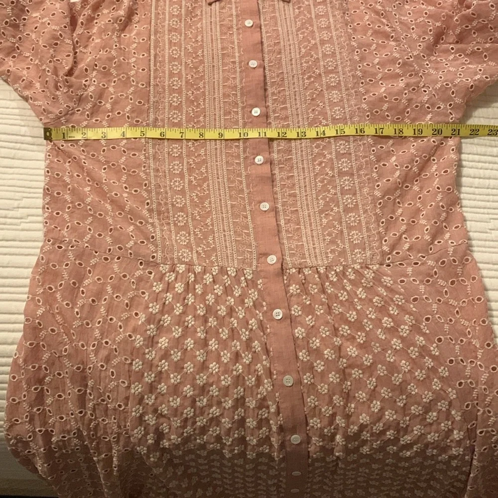 ZARA Malina Coquette Embroidered Pink White Floral Midi Dress 100% Cotton SZ S - Picture 11 of 12